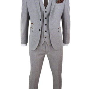 Mens 3 Piece Suit Tweed Check Vintage Retro